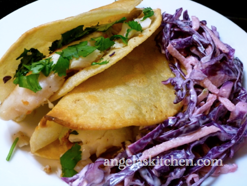 Gluten Free Dairy Free Fish Tacos/Red Slaw