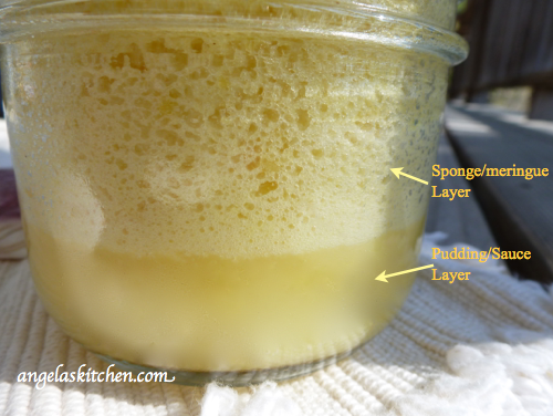 Gluten Free Dairy Free Warm Lemon Pudding -showing the layers