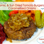 Balsamic & Sun Dried Tomato Burgers with Caramelized Onions