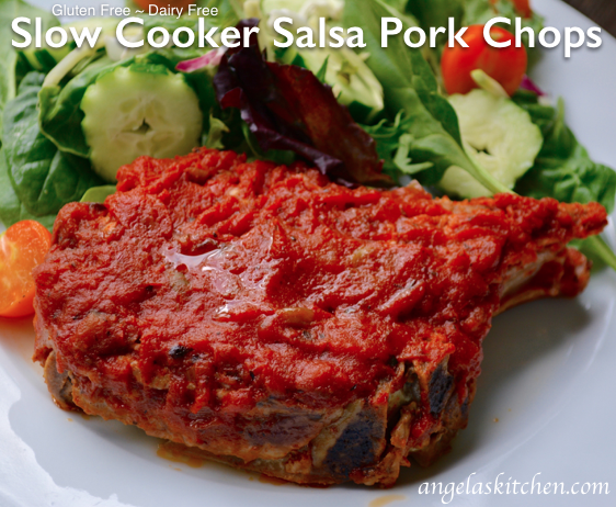 Slow Cooker Salsa Pork Chops, gluten free, dairy free